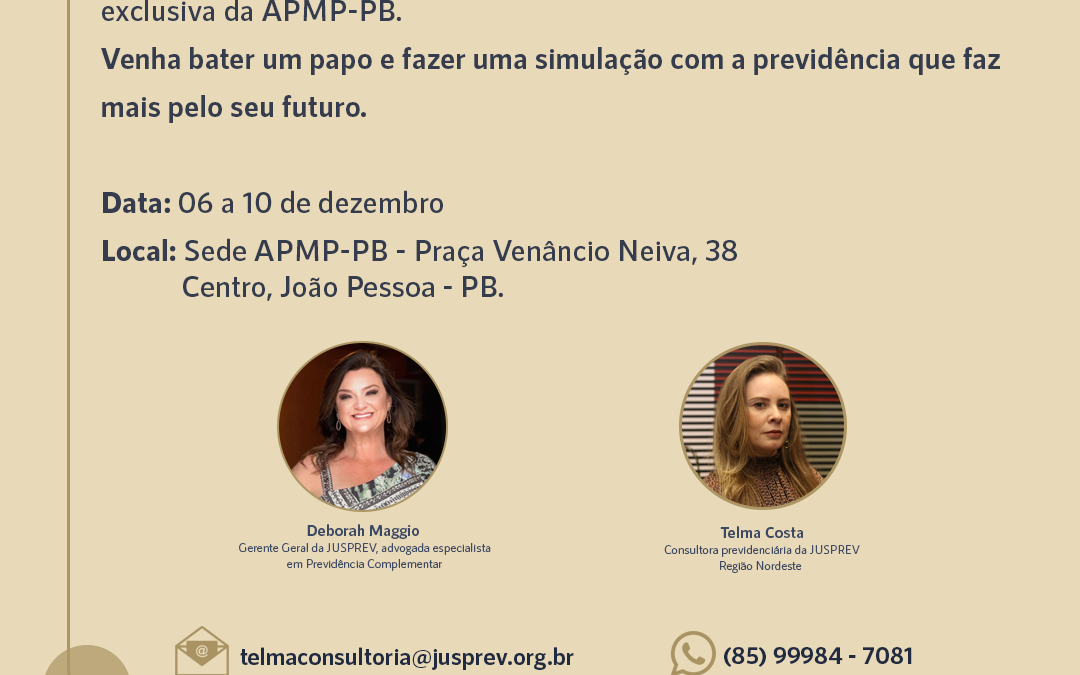 JUSPREV realiza semana de bate-papo e consultoria na Associação Paraibana do Ministério Público